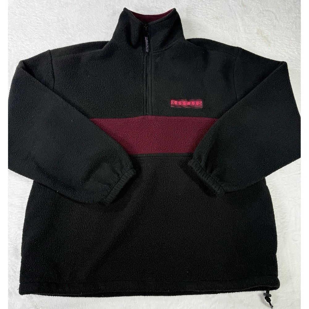Vintage Harvard University Fleece Mens Small USA Pullover Fleece 1/4 Sweatshirt